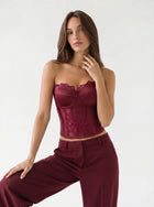 Burgundy Embroidered Corset Top