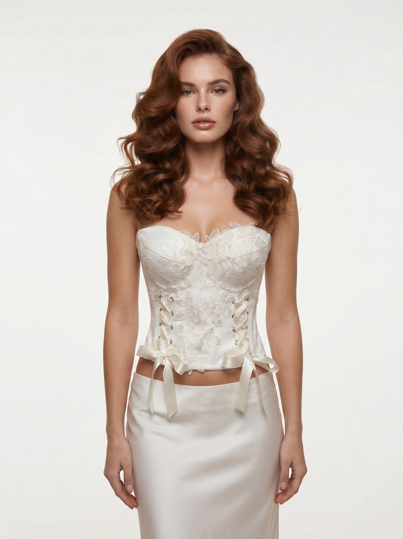 Ivory Lace Corset with Bows